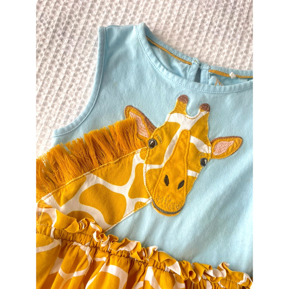 Mini Boden Girls Dress Size 5 6 Giraffe Applique Safari Zoo Friend - Picture 2 of 4